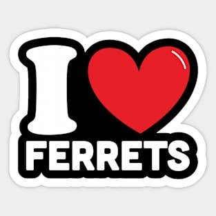 Red Heart I Love Ferrets Sticker